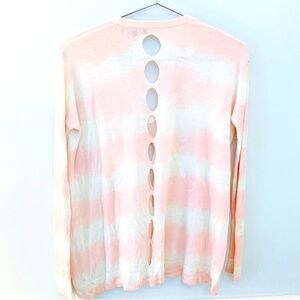 CENTRAL PARK WEST
Tie Dye Cutout V-Neck Pullover, blush and white